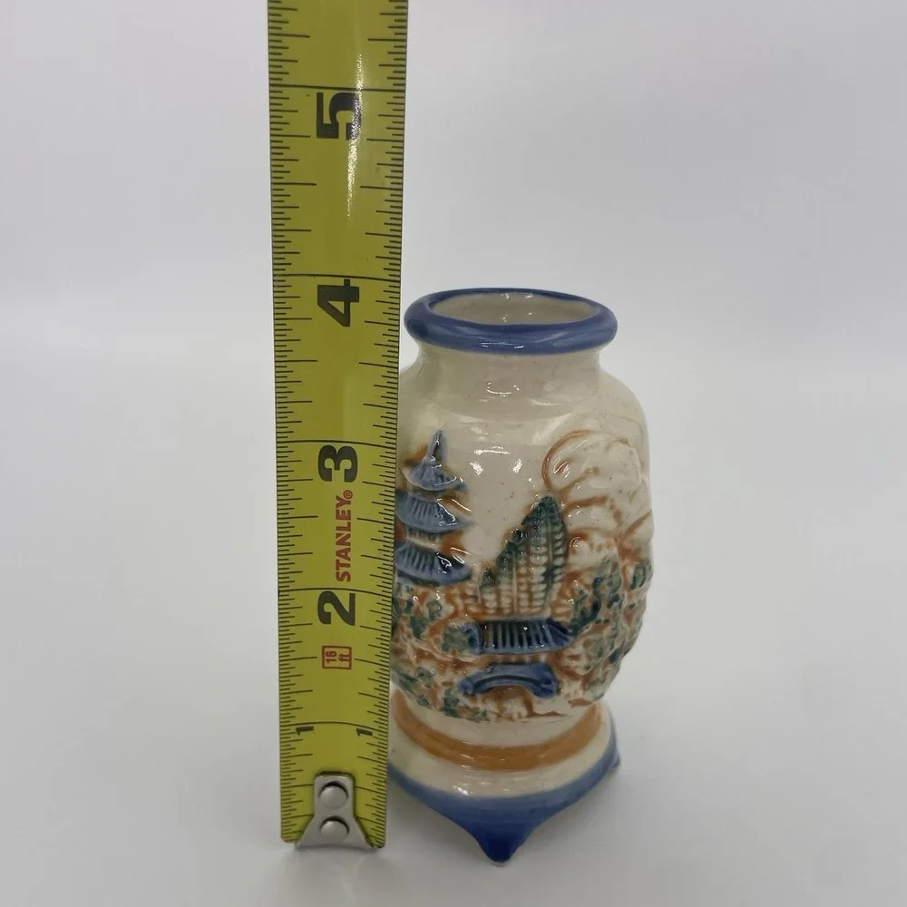 Japanese Miniature Bud Vase Hand Painted Porcelain 3.75